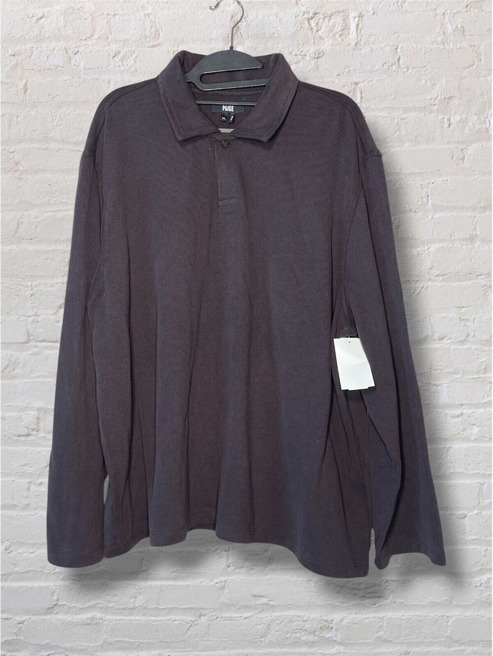 PAIGE New Men Polo Top Dark Brown Quiet Luxury Coastal Sz XL
